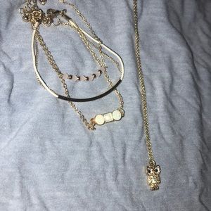 OWL NECKLACE WITH 3 BRACELET ALL SIZES